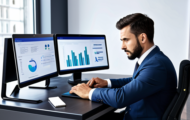 A professional individual, appearing slightly fatigued but determined, seated at a modern desk in a well-organized office. Multiple glowing screens (laptop, smartphone, tablet) surround them, displaying abstract digital data and subtle notification icons, subtly illustrating information overload. The subject is wearing modest business casual attire, with perfect anatomy, correct proportions, well-formed hands, proper finger count, and a natural pose. The lighting is professional, capturing high detail and a sense of the digital demands. Fully clothed, appropriate attire, professional dress, safe for work, appropriate content, family-friendly.