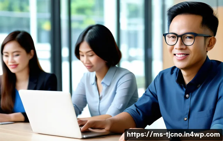 테크노스트레스 관리에 효과적인 리더십 - A diverse Malaysian office team in modern business casual attire, gathered in a bright, open workspa...