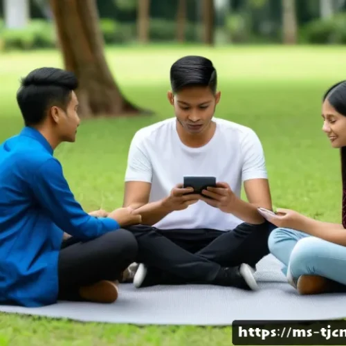Home 31 테크노스트레스 극복을 위한 커뮤니티 만들기 - A diverse group of Malay adults and teenagers participating in a weekly digital wellness support gro...